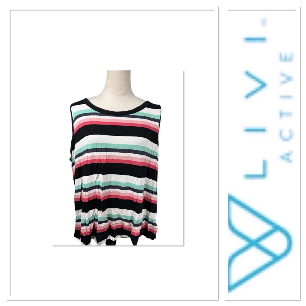 Livi Active colorful striped top with cutout back size 22/24